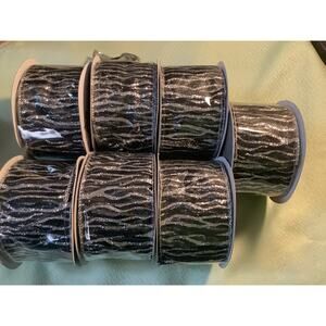 Celebrate It Ribbon Wire 7 Rolls New Black Silver